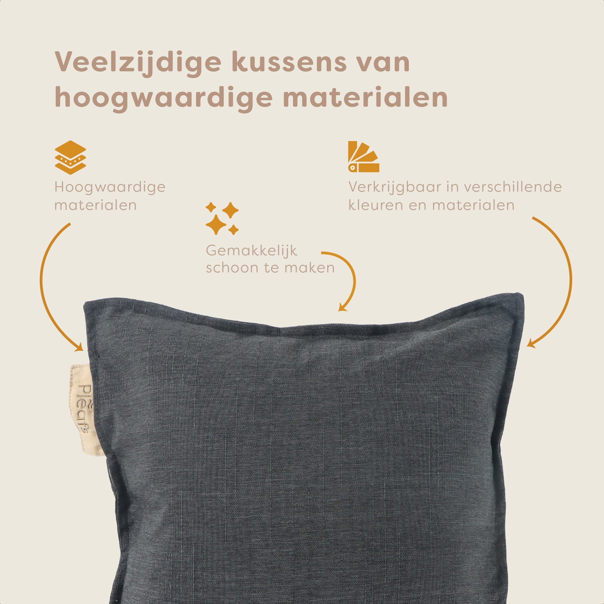 Pleafs® Sierkussen Outdoor 45x45cm Carbon