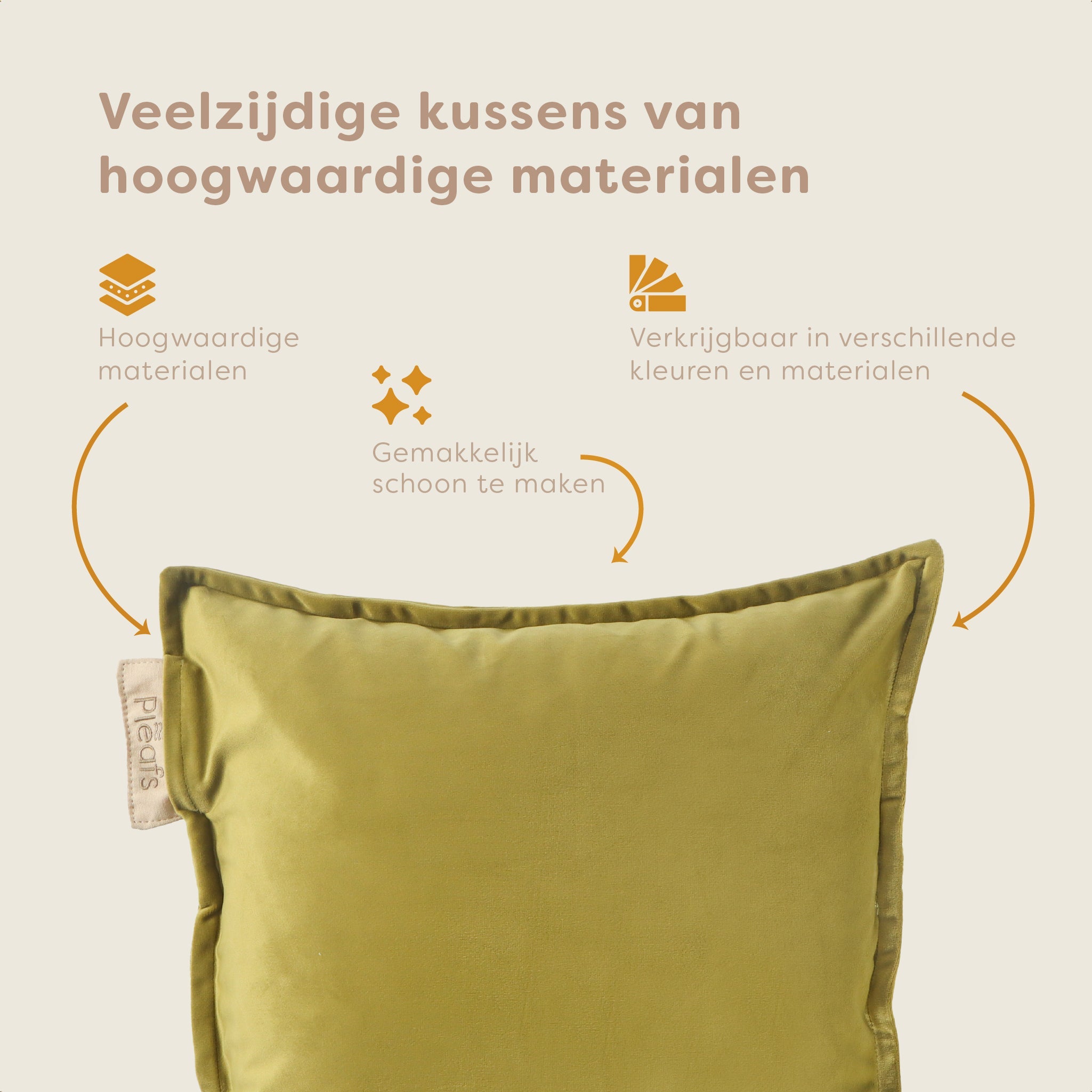 Pleafs® Sierkussen Plush 45x45cm Barley Corn