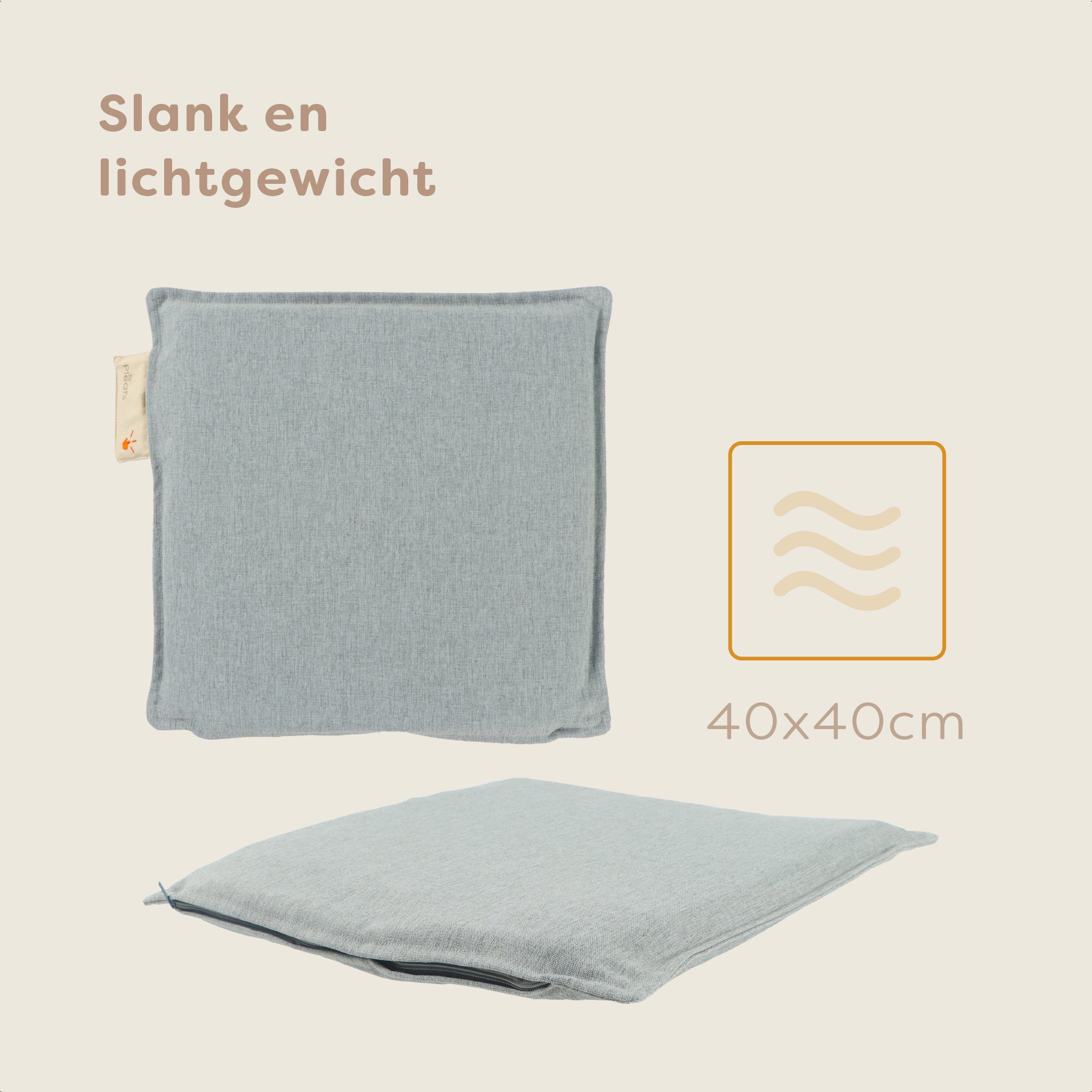 Pleafs® Warmtezitkussen Outdoor 40x40cm Spanich Grey