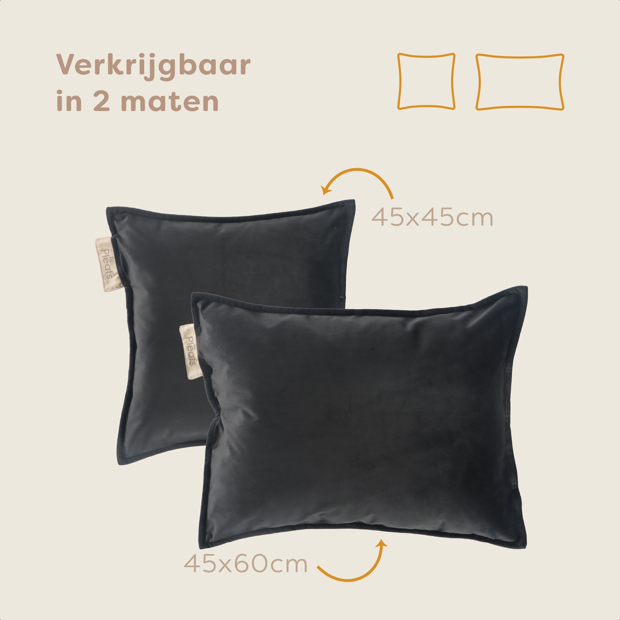 Pleafs® Sierkussen Plush 45x45cm Onyx