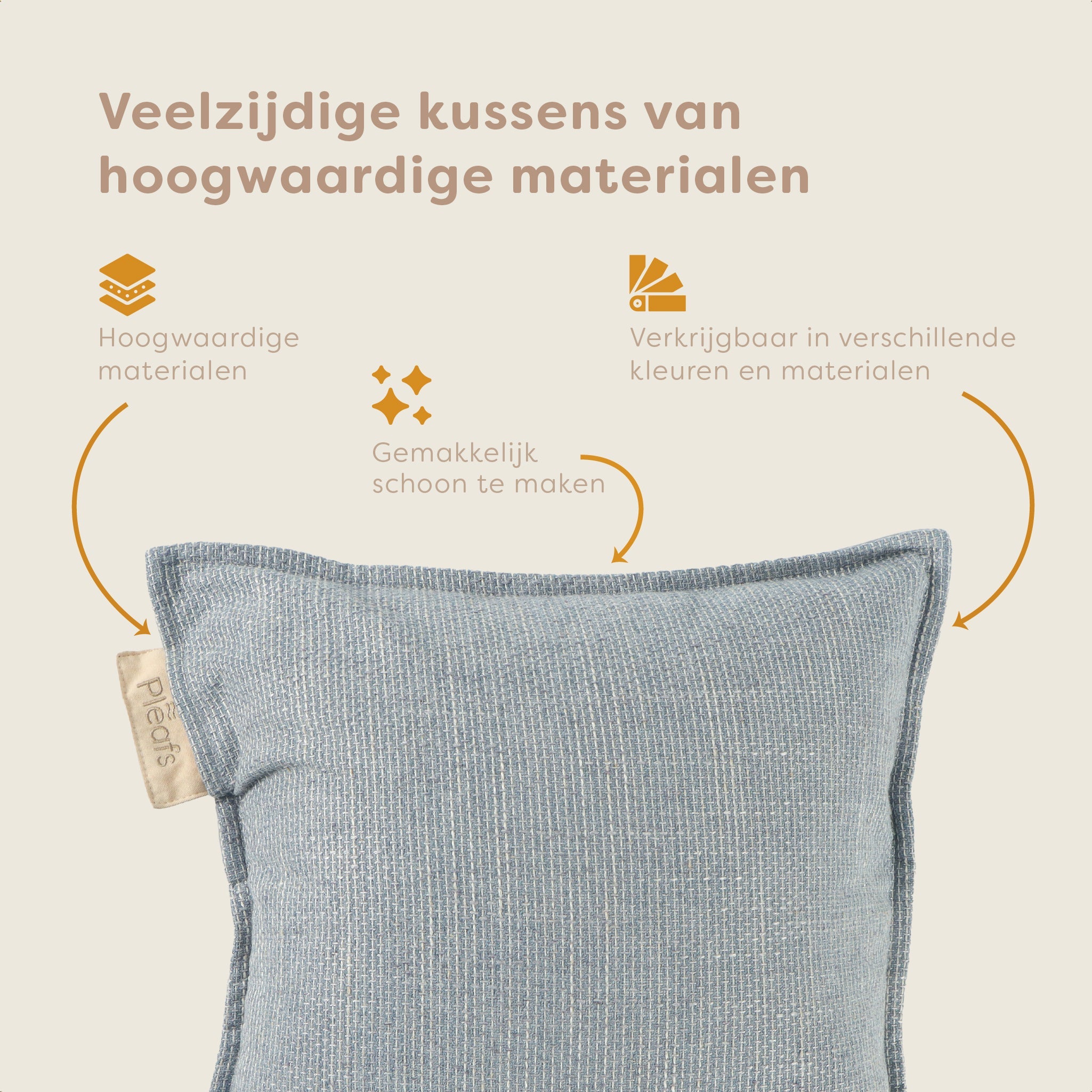 Pleafs® Sierkussen Nomad 45x45cm Silver Sand