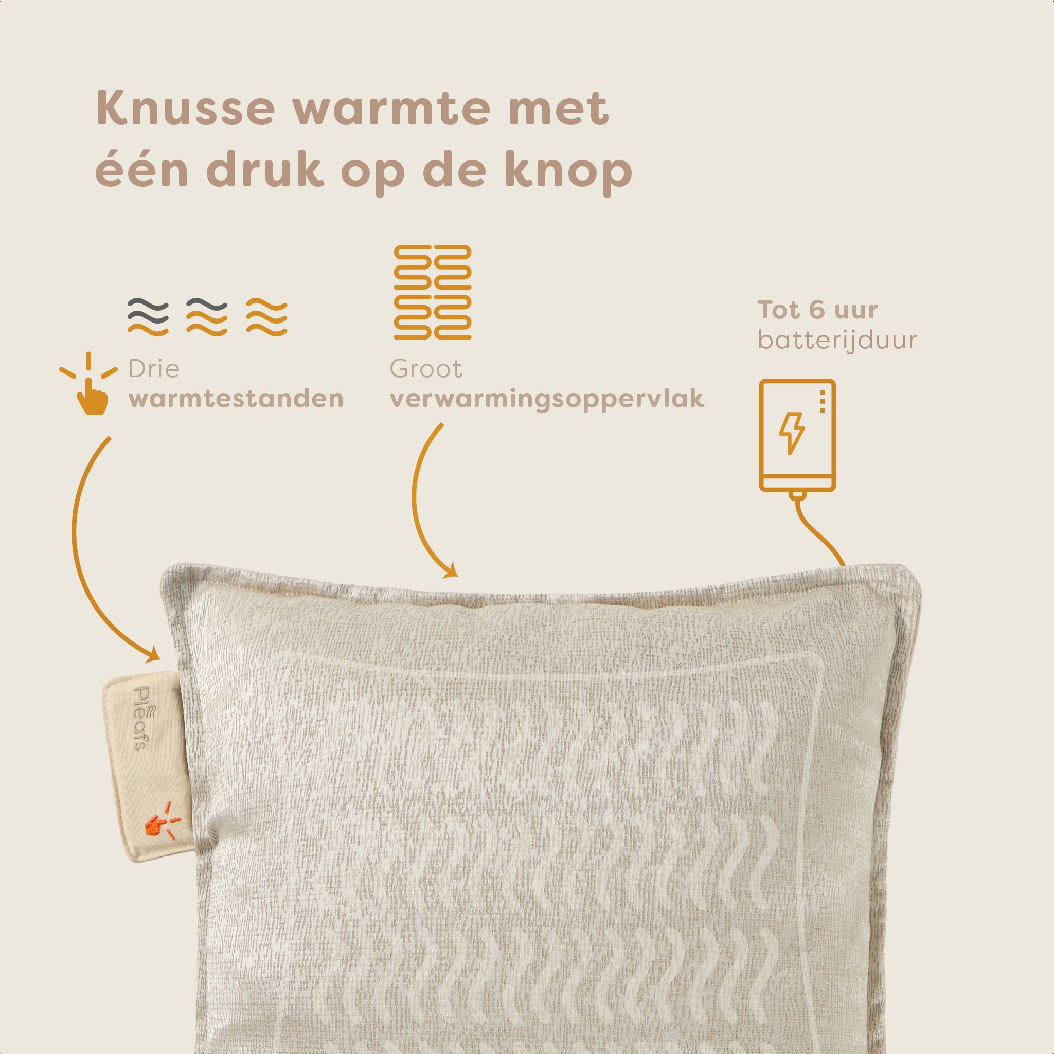 Pleafs® Warmtekussen Boho 45x45cm Dark Vanilla