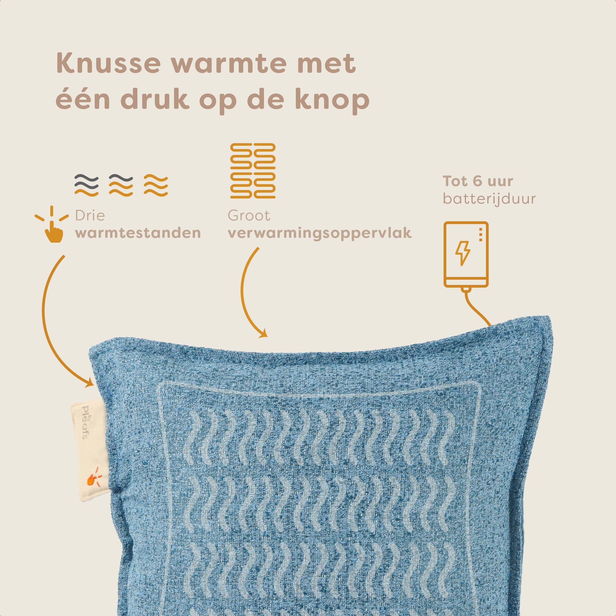 Pleafs® Warmtekussen Nomad 45x45cm Shadow Blue