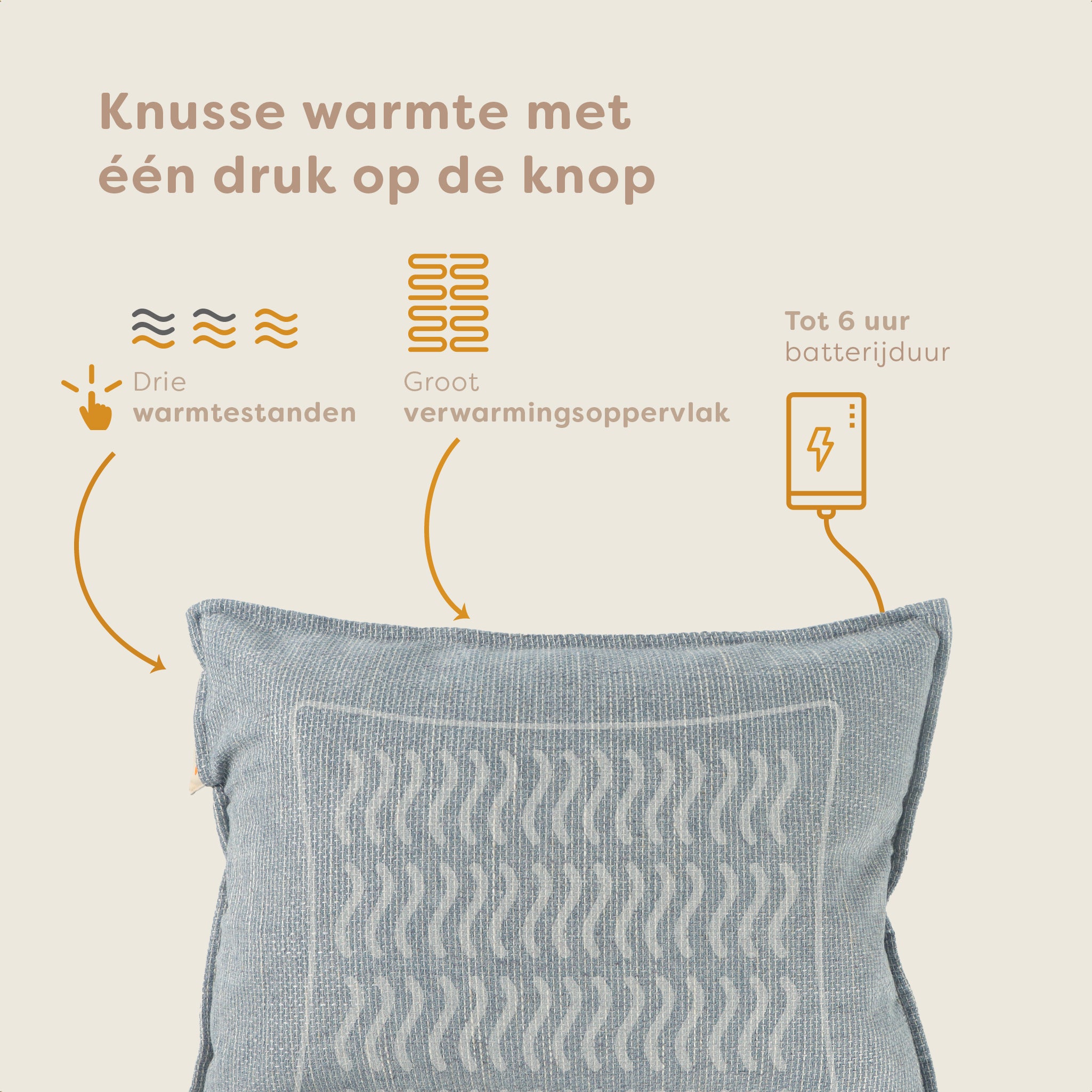 Pleafs® Warmtekussen Nomad 45x60cm Silver Sand