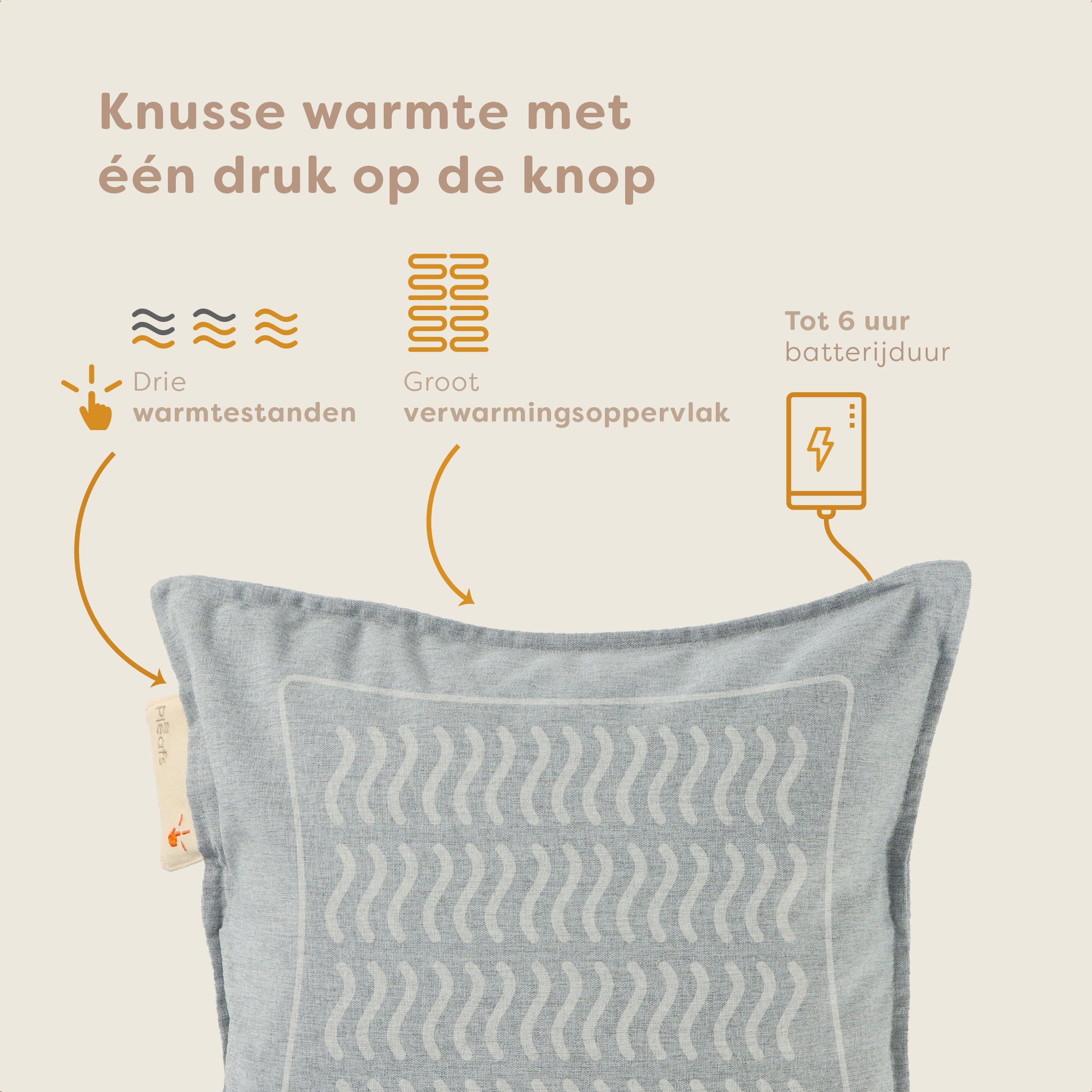 warmtekussen outdoor draadloos electrisch oplaadbaar buiten 45x45 spanich grey usp