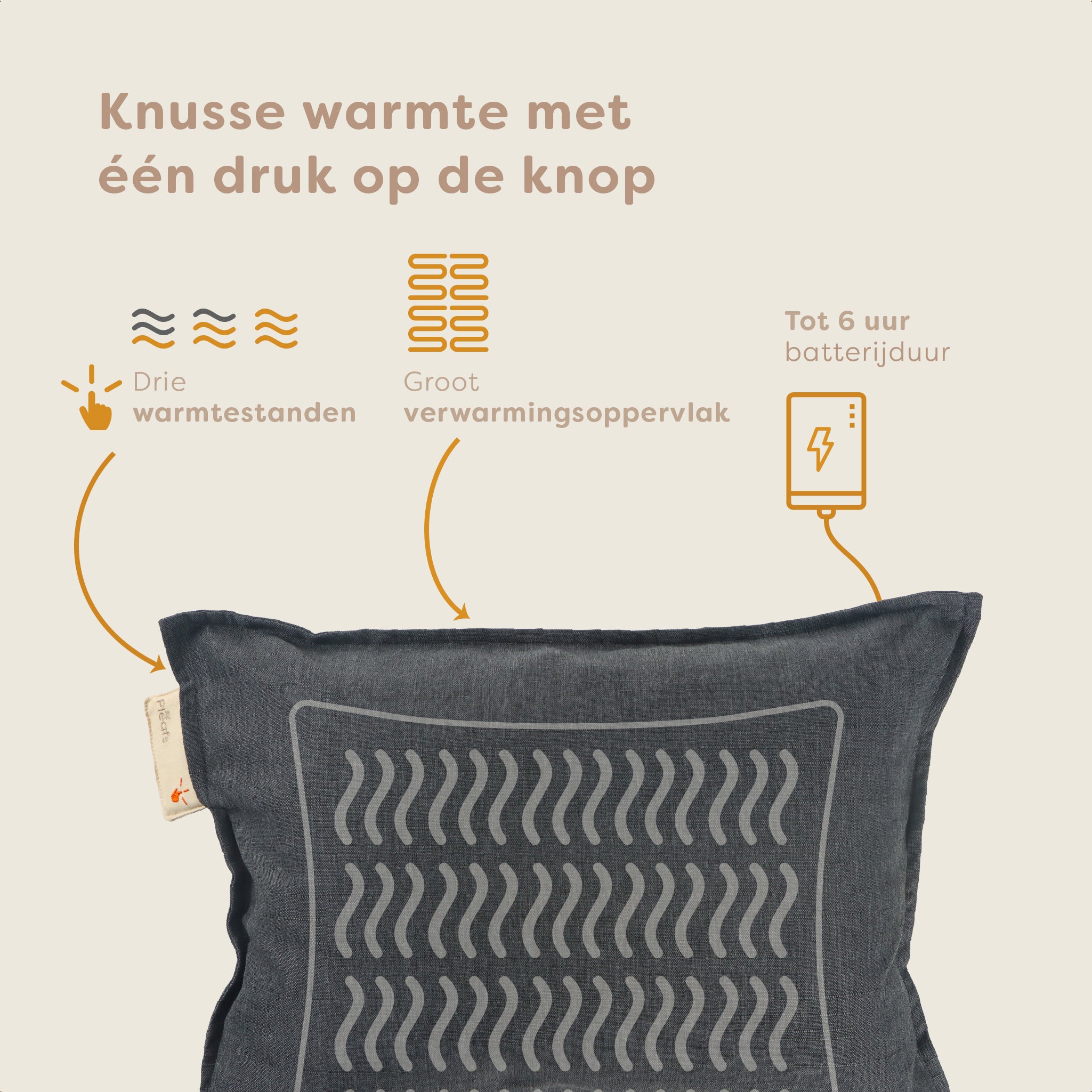 Pleafs® Warmtekussen Outdoor 45x60cm Carbon