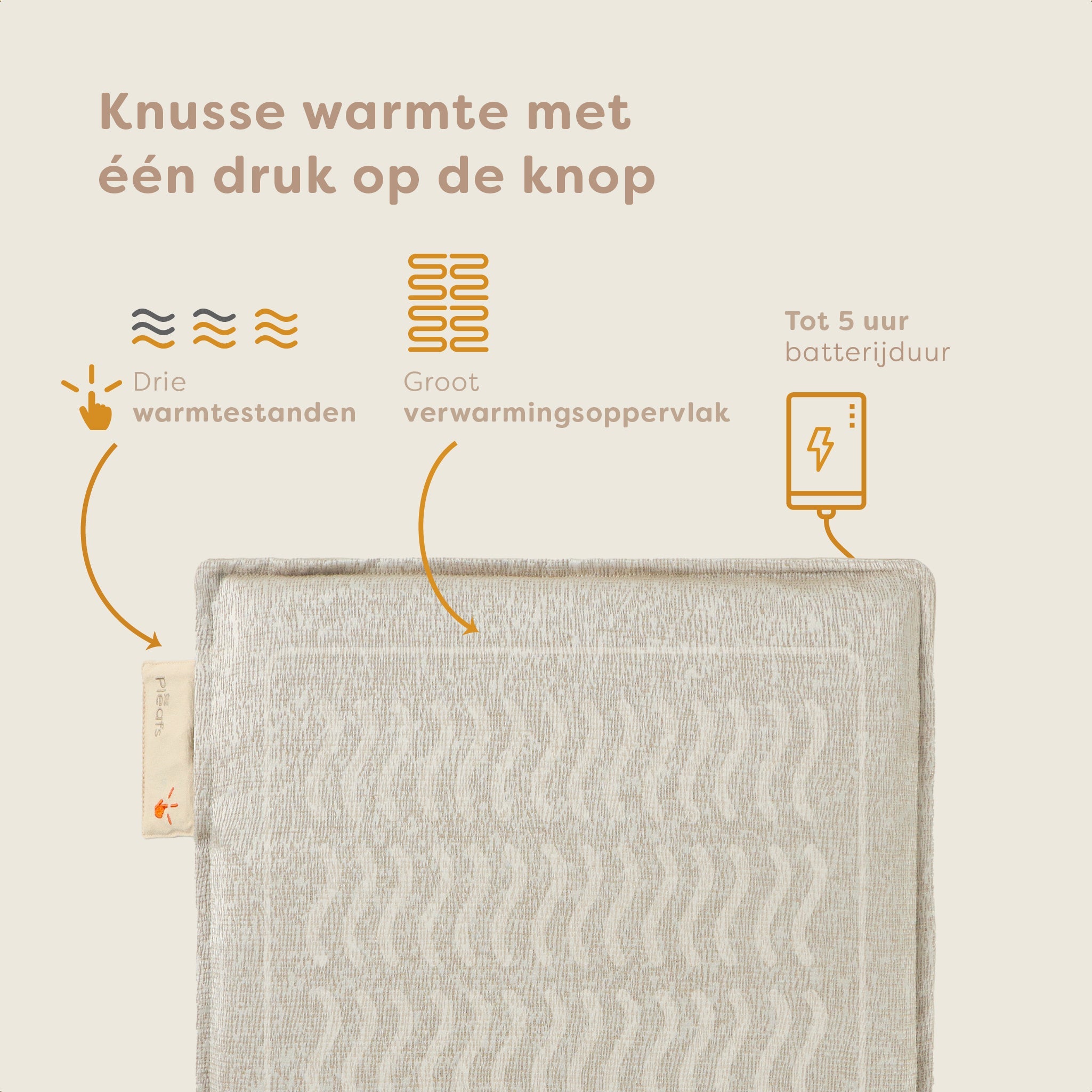 Pleafs® Warmtezitkussen Boho 40x40cm Dark Vanilla