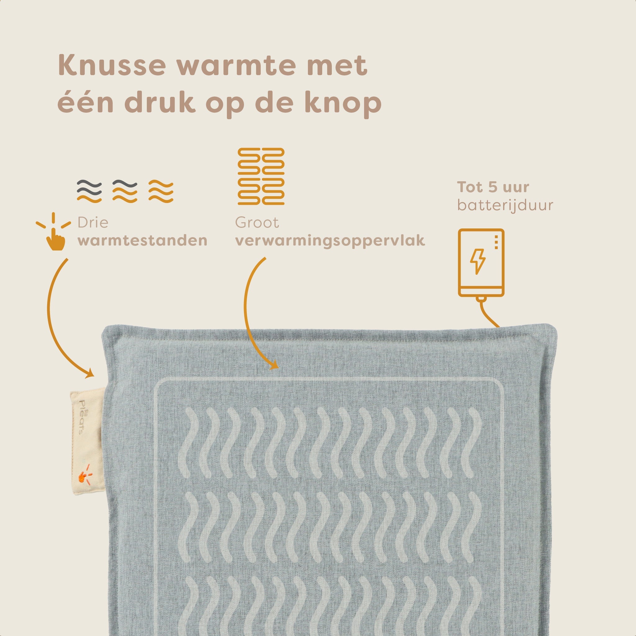 Pleafs® Warmtezitkussen Outdoor 40x40cm Spanich Grey